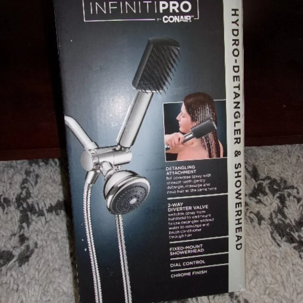 Hydro-Detangler and Showerhead Wall-Mount Showerhead with 5-Settings, Chrome